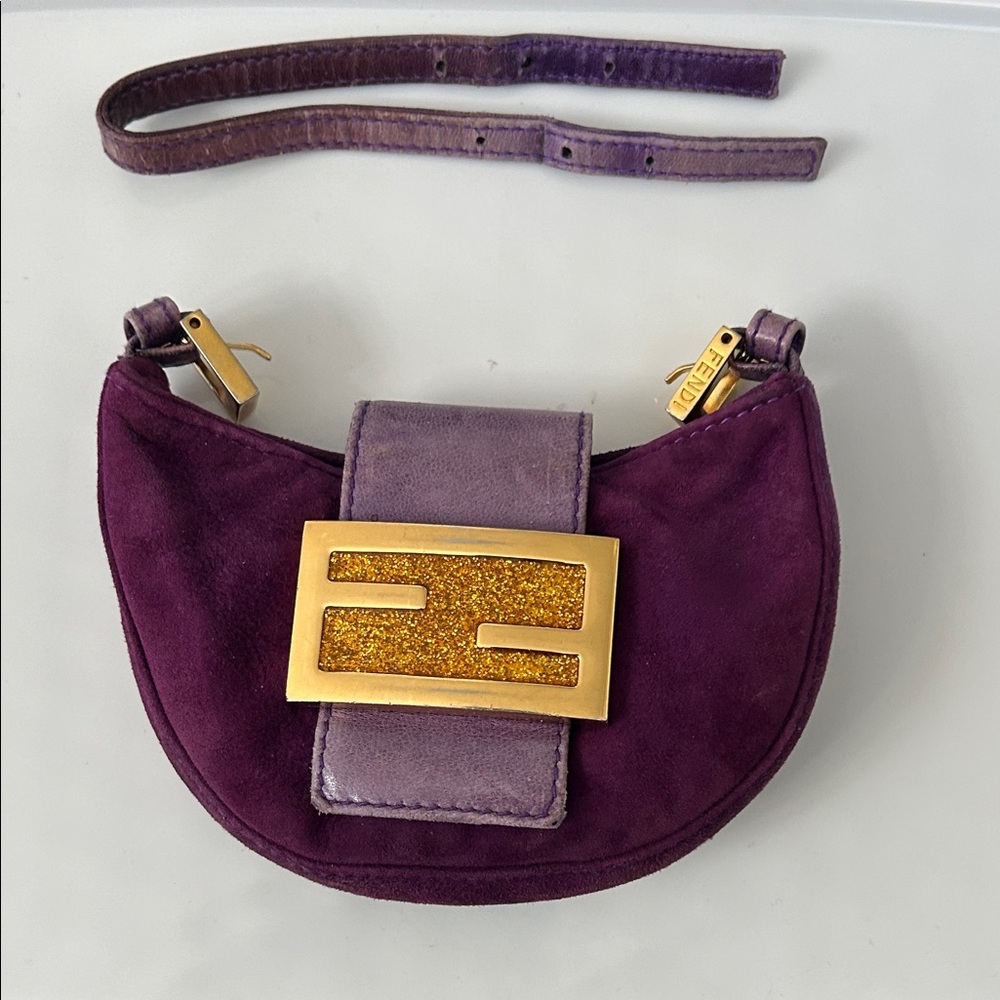 FENDI Mini Zucca Vintage Bag Purple Suede